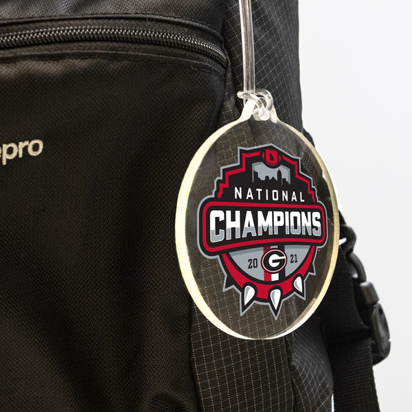 Georgia Bulldogs-National Champions Shield Dimensional Bag Tag &  Ornament-College Wall Art