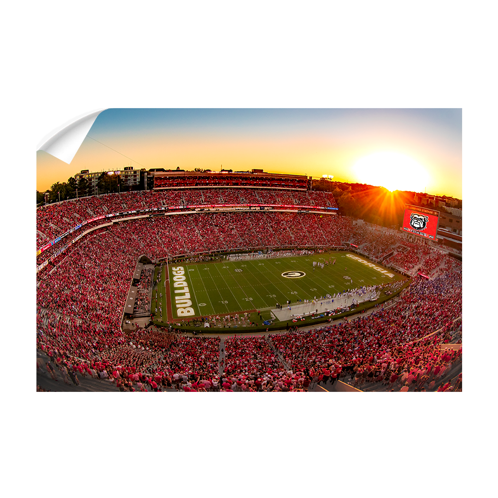 Georgia Bulldogs - Sanford Stadium Sunset - College Wall Art #Canvas