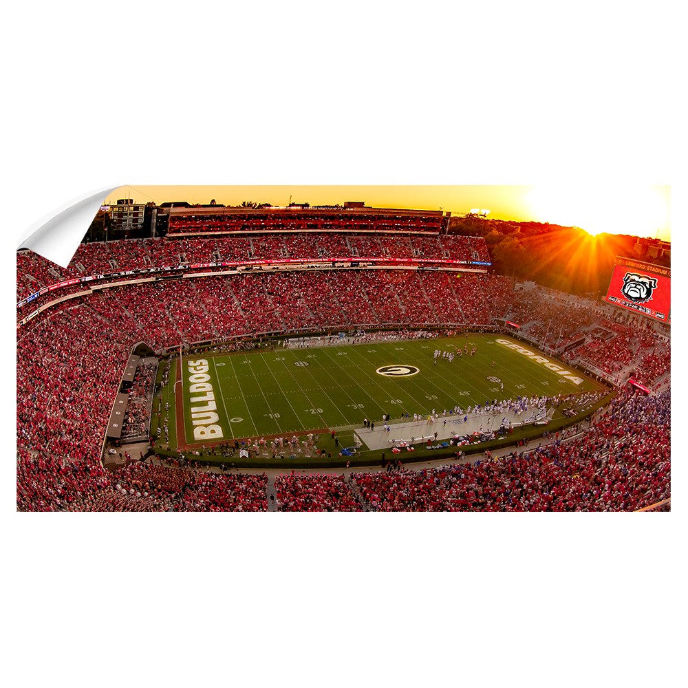 Georgia Bulldogs - Sanford Stadium Sunset Panoramic - College Wall Art #Canvas