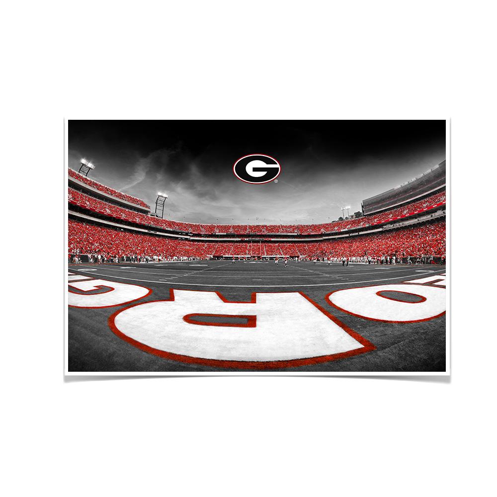 Georgia Bulldogs - Sanford Stadium End Zone Duotone - College Wall Art #Canvas