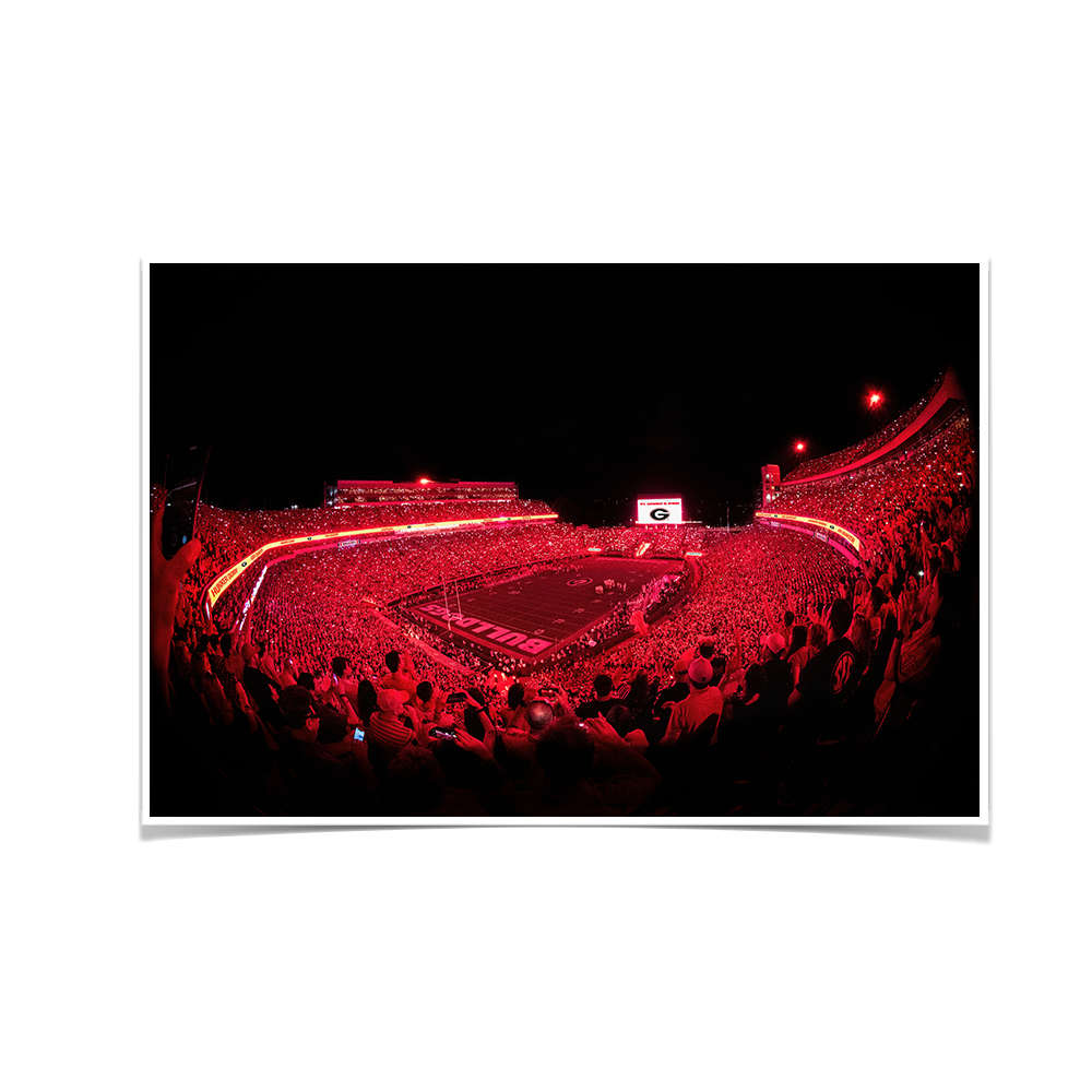 Georgia Bulldogs - Sanford Red Lights - College Wall Art #Canvas