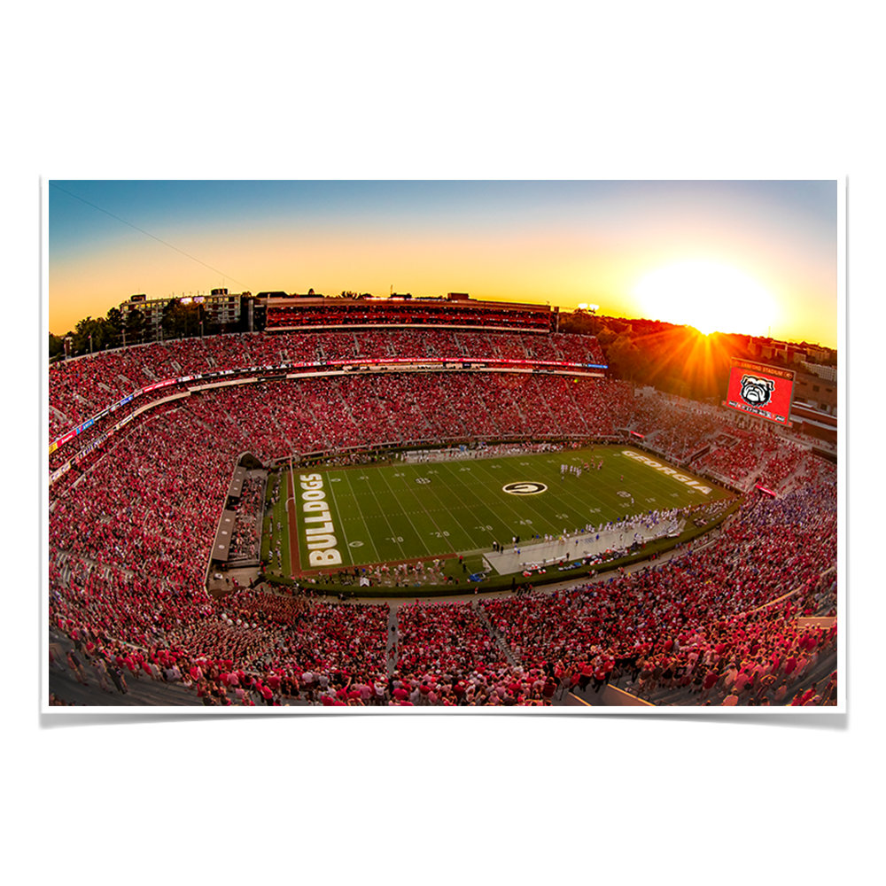 Georgia Bulldogs - Sanford Stadium Sunset - College Wall Art #Canvas