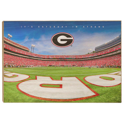 Georgia Bulldogs - It's Saturday in Athens End Zone - College Wall Art #Wood